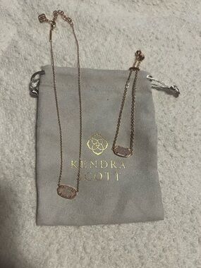 Kendra Scott Rose Gold Necklace with Light Pink Druzy Pendant
